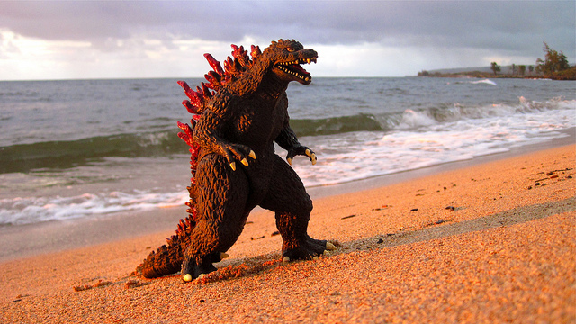godzilla-action-figure-on-the-beach