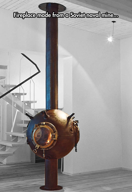cool funny-fireplace-soviet-naval-mine